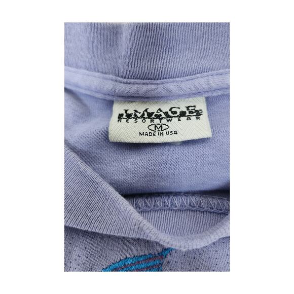 Image Resort Wear VTG Purple Embroidered Fish swimming in coral t-shirt W sz M - Picture 3 of 7